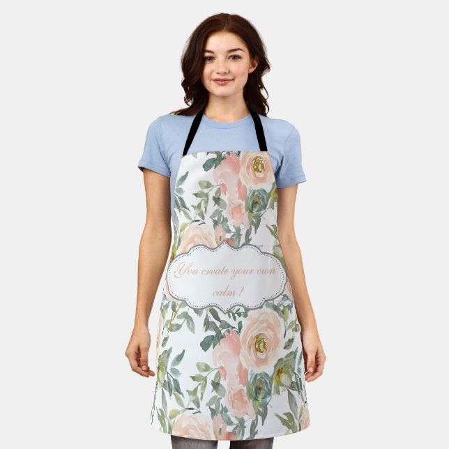Chic Elegant Roses,Motivational Message  Apron (Worn)