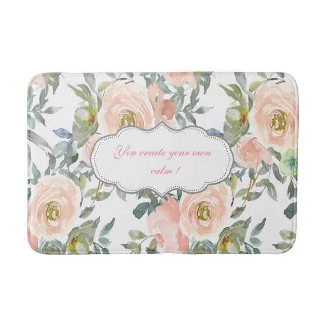Chic Elegant Roses,Motivational Message   Bath Mat (Front)