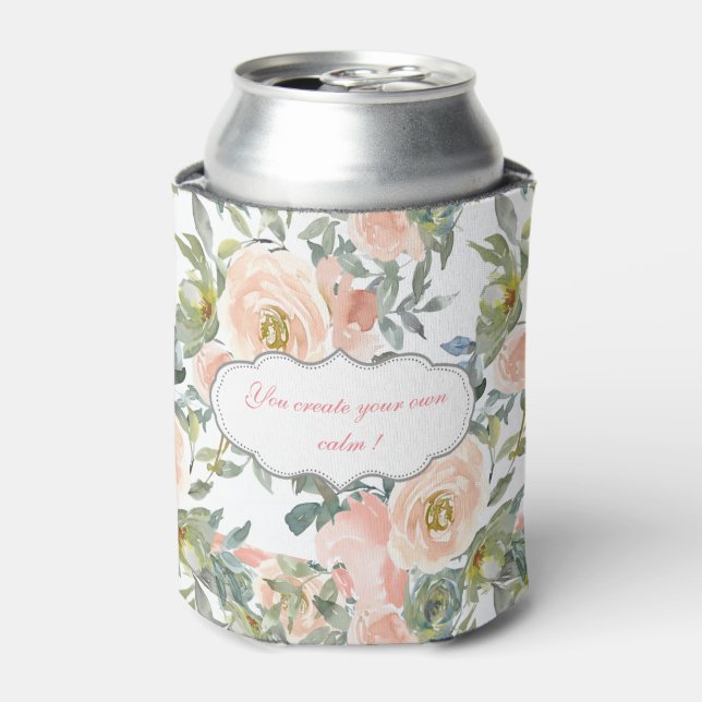 Chic Elegant Roses,Motivational Message  Can Cooler (Can Front)