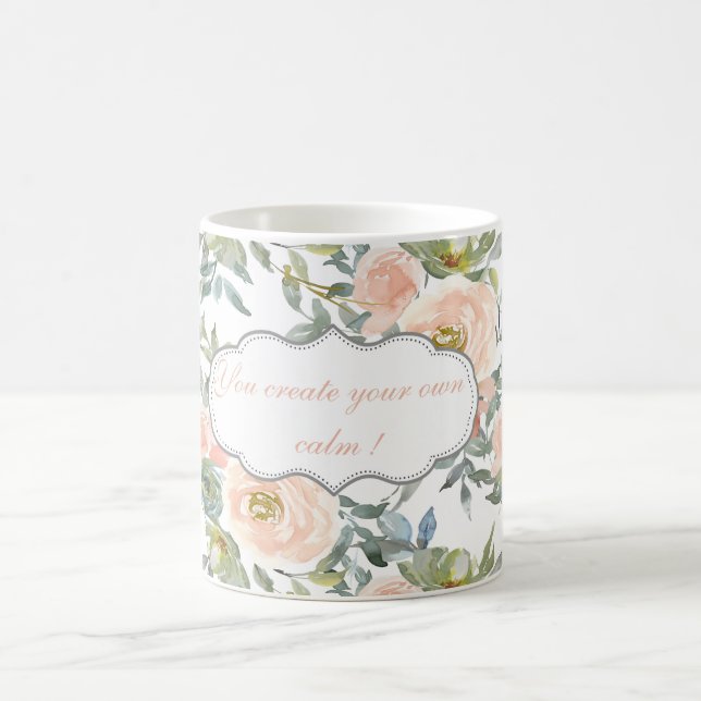 Chic Elegant Roses,Motivational Message  Coffee Mug (Center)