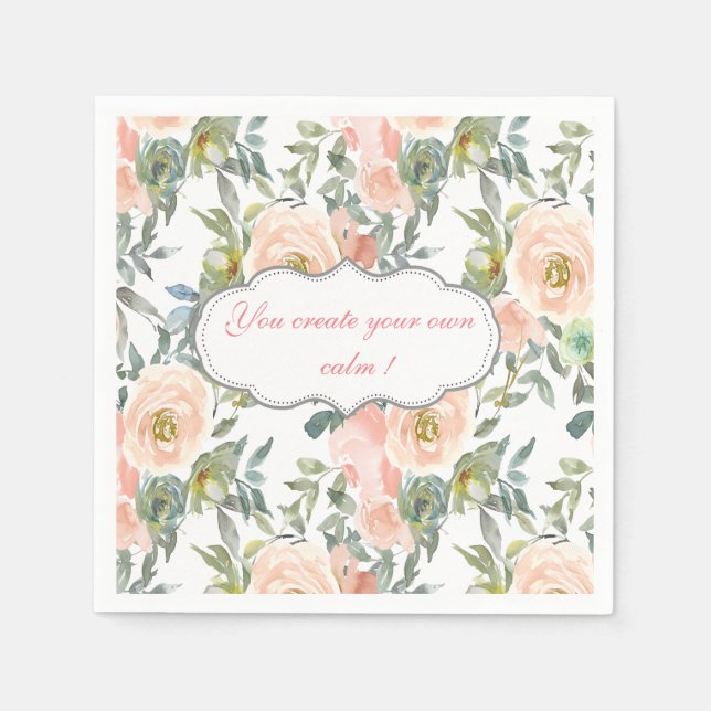 Chic Elegant Roses,Motivational Message  Napkins (Front)