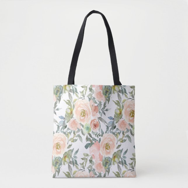 Chic Elegant Roses,Motivational Message  Tote Bag (Front)