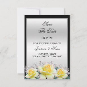 Chic Elegant Roses Silver Wedding Save The Date