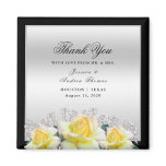 Chic Elegant Roses Silver Wedding Thank You Favor Magnet