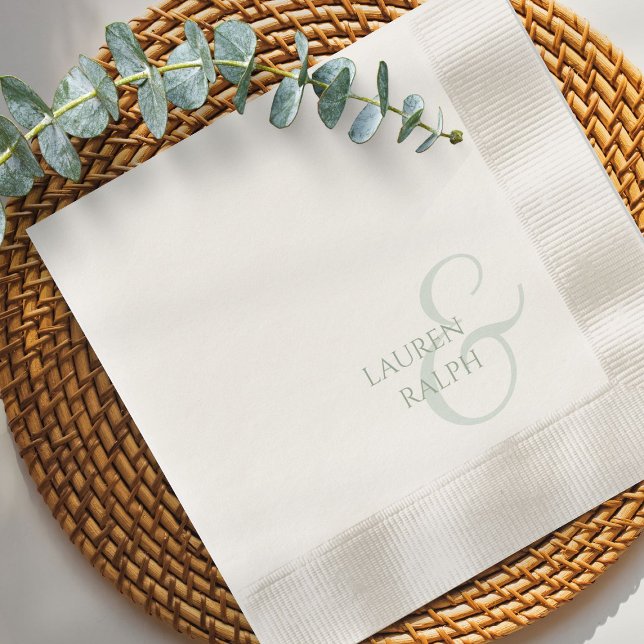 Chic & Elegant Sage Green Script Wedding  Napkins (Creator Uploaded)