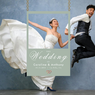 Chic Elegant Sage Green Wedding Selfie Photo Frame Foam Board