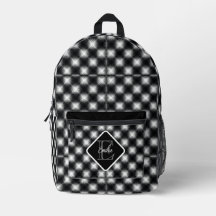 Chic Elegant Script Black and White Gingham