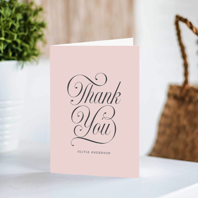 Chic Elegant Script Blush Pink Girl Baby Shower Thank You Card (Creator Uploaded)