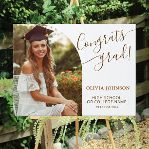Chic Elegant Script Congrats Grad Photo Yard Sign