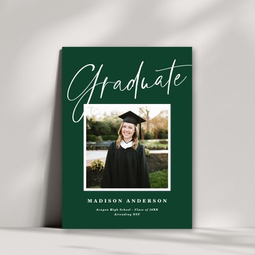 Chic Elegant Script Photo Graduation Announcement