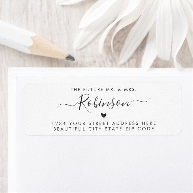 Chic Elegant Script Wedding Return Address Label (Insitu)