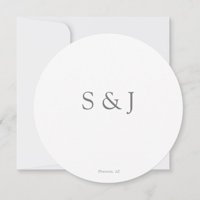 Chic Elegant Simple White & Gray Circle Minimalist Invitation (Front)