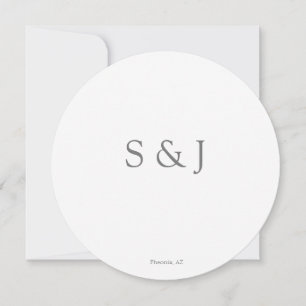 Chic Elegant Simple White & Gray Circle Minimalist Invitation