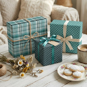 Chic Elegant Stripes Plaid Polka Dots Patterns Wrapping Paper Sheets