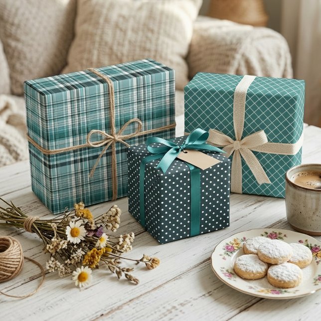 Chic Elegant Stripes Plaid Polka Dots Patterns Wrapping Paper Sheets (Creator Uploaded)