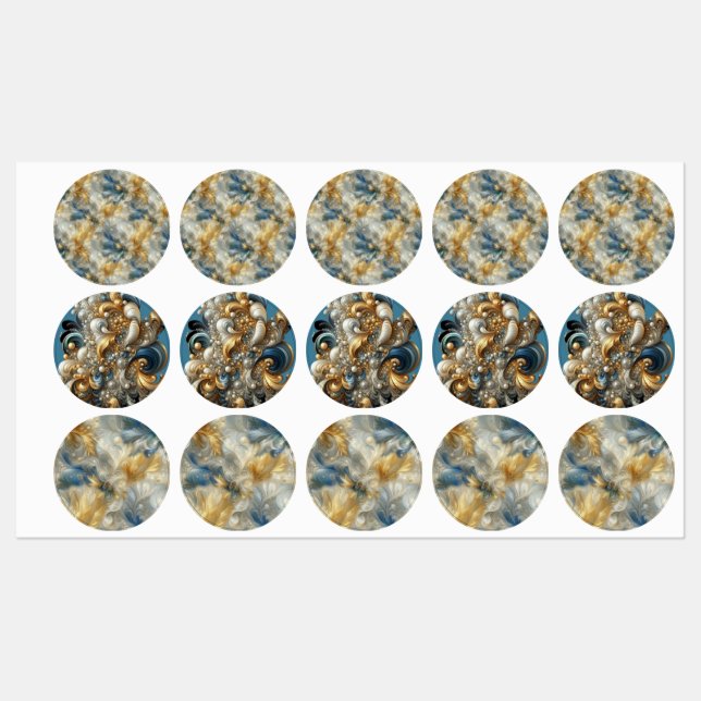 Chic Elegant Swirls in Gold, Silver, Blue, Yellow  Labels (Sheet)