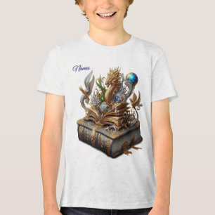 Chic Elegant Swirls in Gold, Silver, Blue, Yellow Tri-Blend Shirt