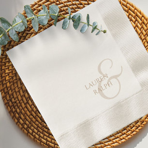 Chic & Elegant Taupe Script Wedding Napkins