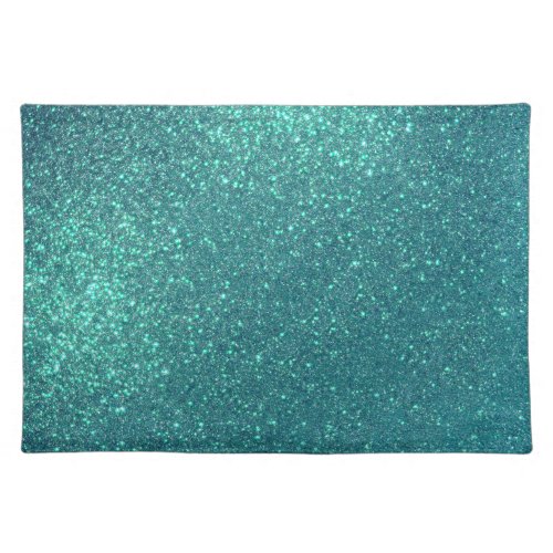 Chic Elegant Teal Blue Sparkly Glitter Cloth Placemat
