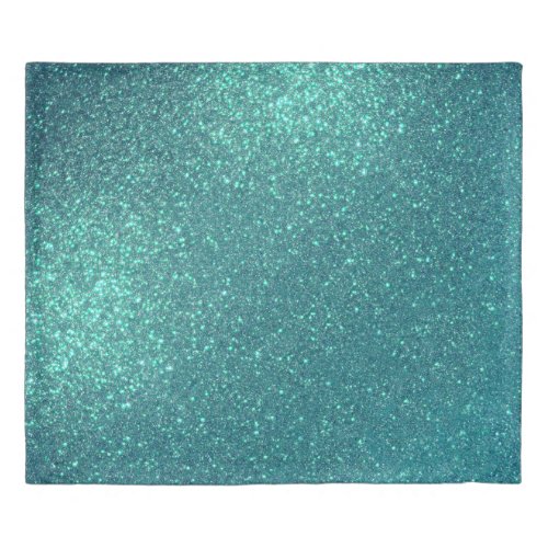 Chic Elegant Teal Blue Sparkly Glitter Duvet Cover