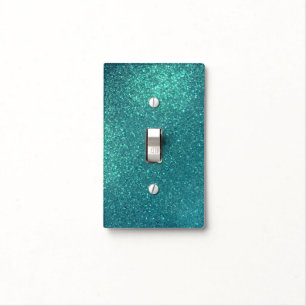 Chic Elegant Teal Blue Sparkly Glitter Light Switch Cover