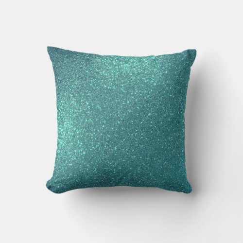 Chic Elegant Teal Blue Sparkly Glitter Outdoor Pillow