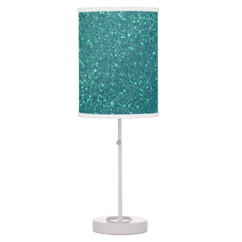 Chic Elegant Teal Blue Sparkly Glitter Table Lamp