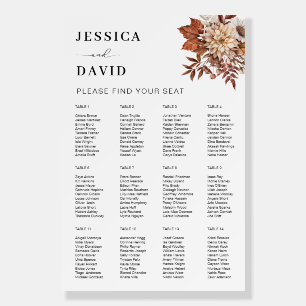 Chic Elegant Terracotta Fall Wedding Seating Chart Foam Board