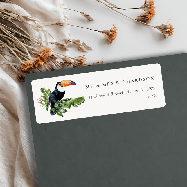 Chic Elegant Tropical Rainforest Toucan Address Label (Creator Uploaded)