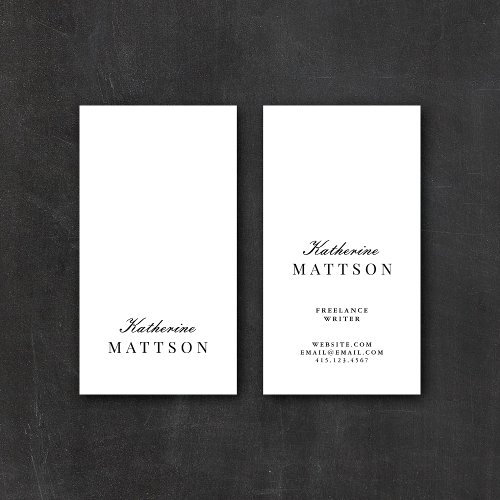 Chic Elegant Typography Black  White Business Card