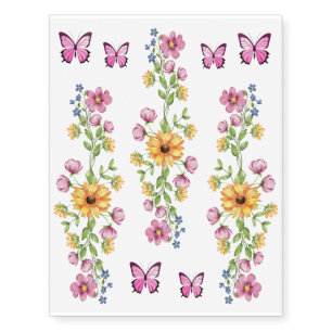 Chic Elegant Unique Floral & Butterflies Temporary Tattoos
