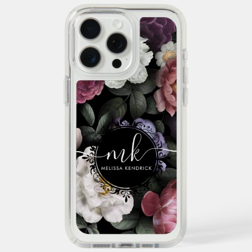 Chic Elegant Vintage Colorful Roses Floral Name  iPhone 15 Pro Max Case