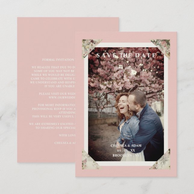 Chic Elegant Vintage Effect Photo Couple Wedding (Front/Back)