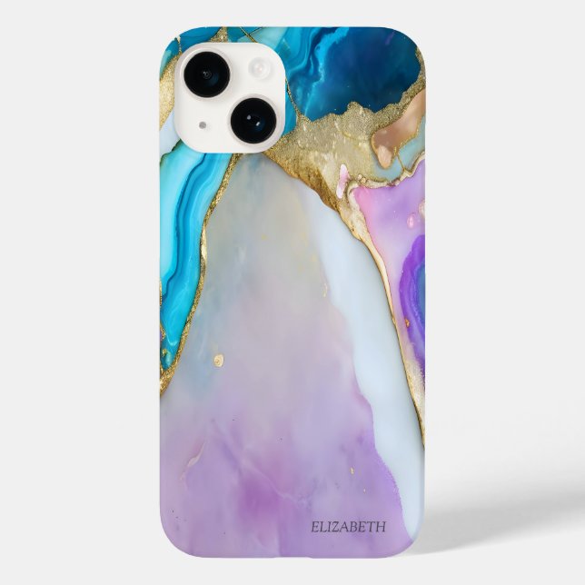 Chic Elegant Violet Blue Marble    Case-Mate iPhone Case (Back)