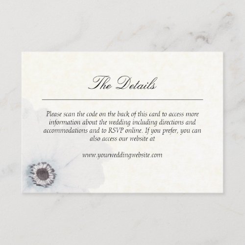 Chic Elegant Watercolor Anemone Floral Wedding Enclosure Card