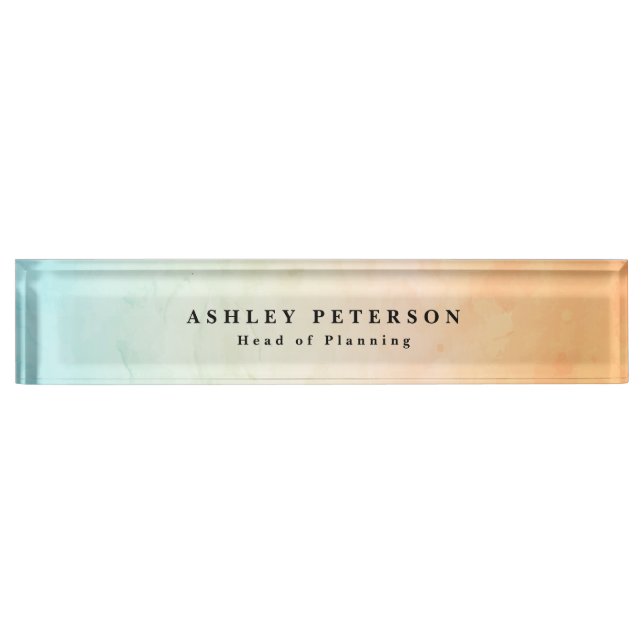 Chic Elegant Watercolor Background Desk Name Plate (Front)
