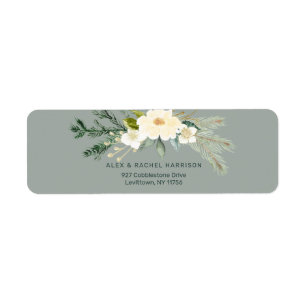 Chic Elegant Watercolor Christmas Botanical Label