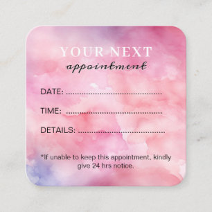 Chic Elegant Watercolor Pink Beauty Salon Appointment Card