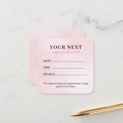 Chic Elegant Watercolor Pink Beauty Salon Appointment Card