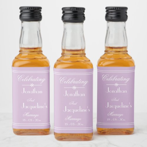 Chic Elegant Wedding Custom Violet Cute Mini Liquor Bottle Label