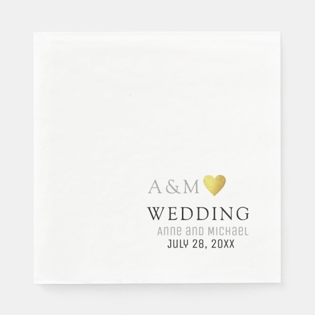 chic elegant wedding love heart  napkins (Front)