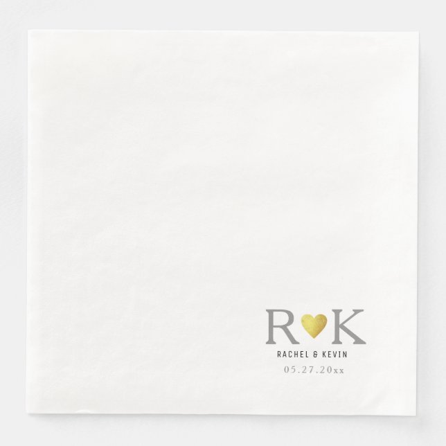 Chic elegant wedding monogrammed paper dinner napkins (Front)