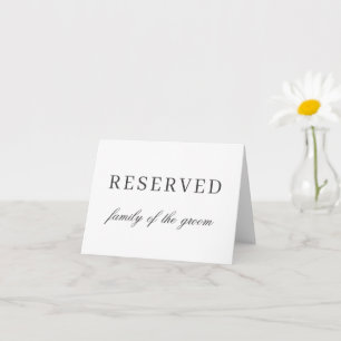 Chic elegant wedding table place reserved card