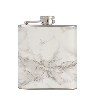 Chic Elegant White and Black Marble Pattern Flask