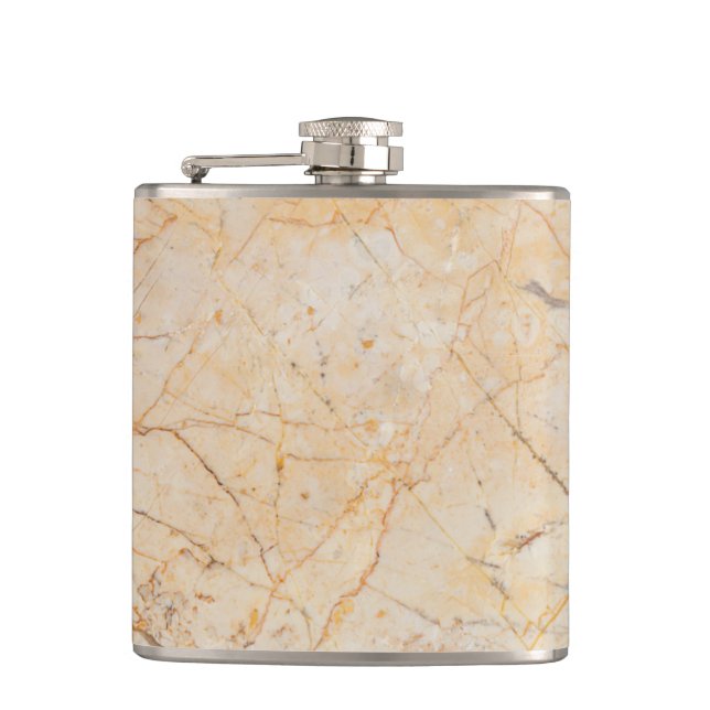 Chic Elegant White and Black Marble Pattern Hip Flask (Front)