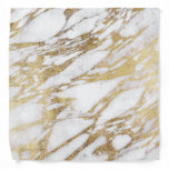 Chic Elegant White and Gold Marble Pattern Bandana