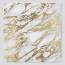 Chic Elegant White and Gold Marble Pattern Bandana