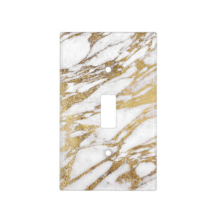Chic Elegant White and Gold Marble Pattern Light Switch Cover