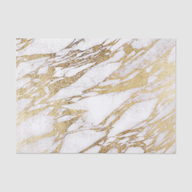 Chic Elegant White and Gold Marble Pattern Tissue Paper (Front)