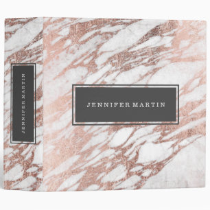 Chic Elegant White and Rose Gold Marble Pattern Binder